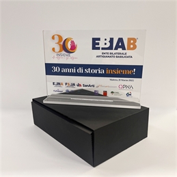 Targa-premio in plexiglass trasparente 21x15cm - con basetta