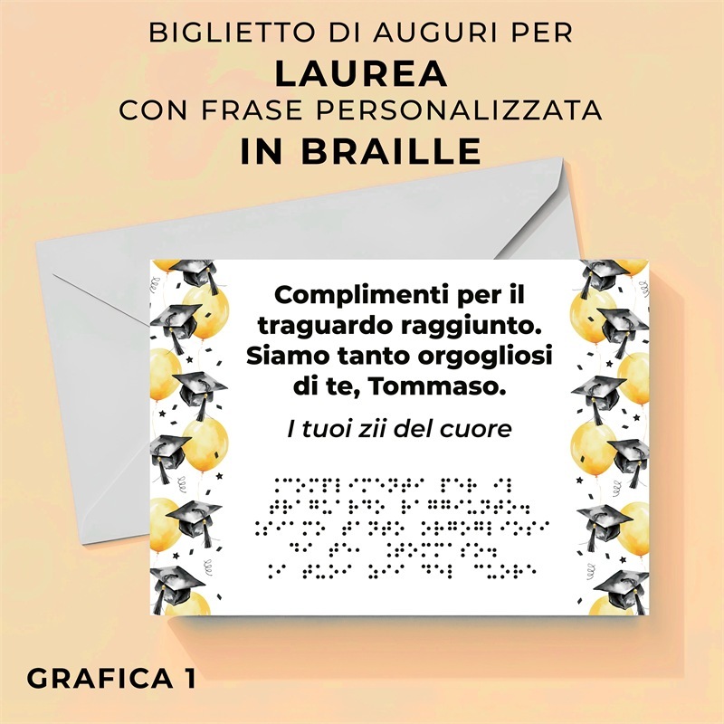 Biglietti di auguri laurea in braille personalizzati
