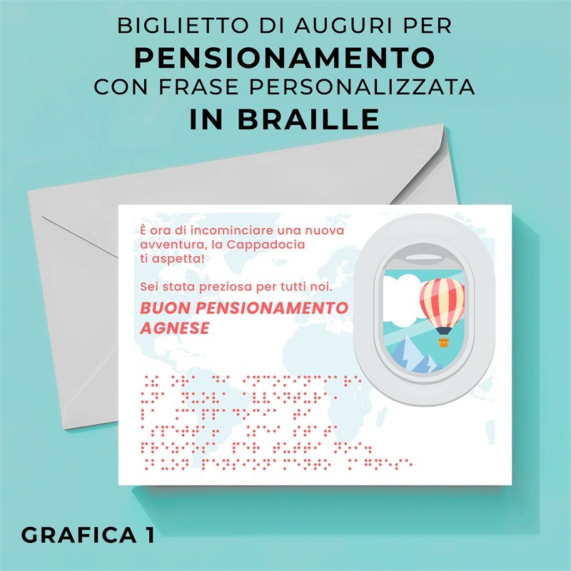 Biglietti di auguri pensionamento in braille personalizzati