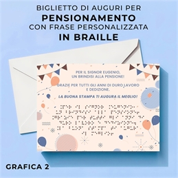 Biglietti di auguri pensionamento in braille personalizzati