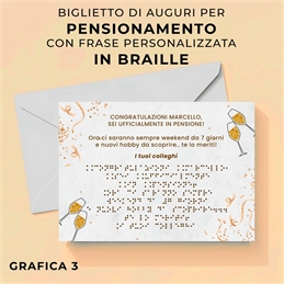 Biglietti di auguri pensionamento in braille personalizzati