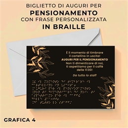 Biglietti di auguri pensionamento in braille personalizzati