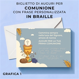 Biglietti di auguri comunione in braille personalizzati