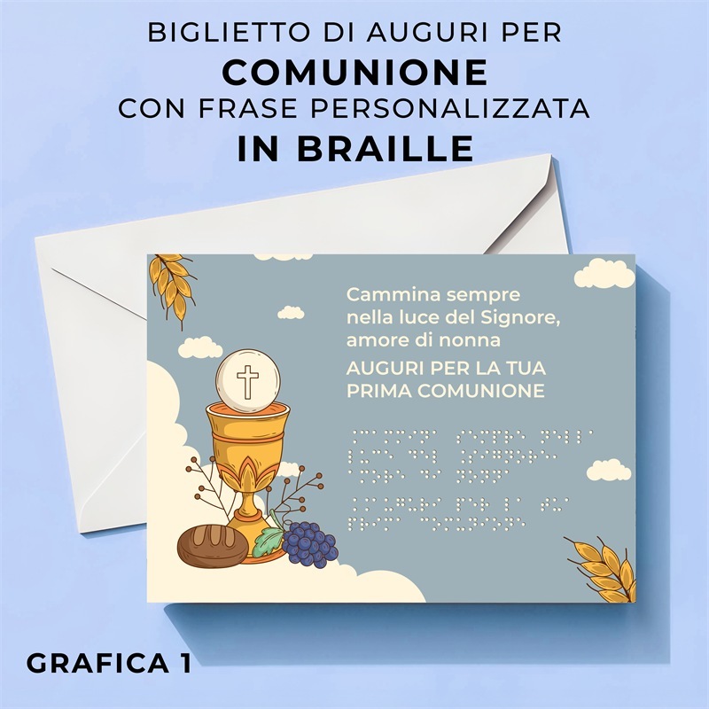Biglietti di auguri comunione in braille personalizzati