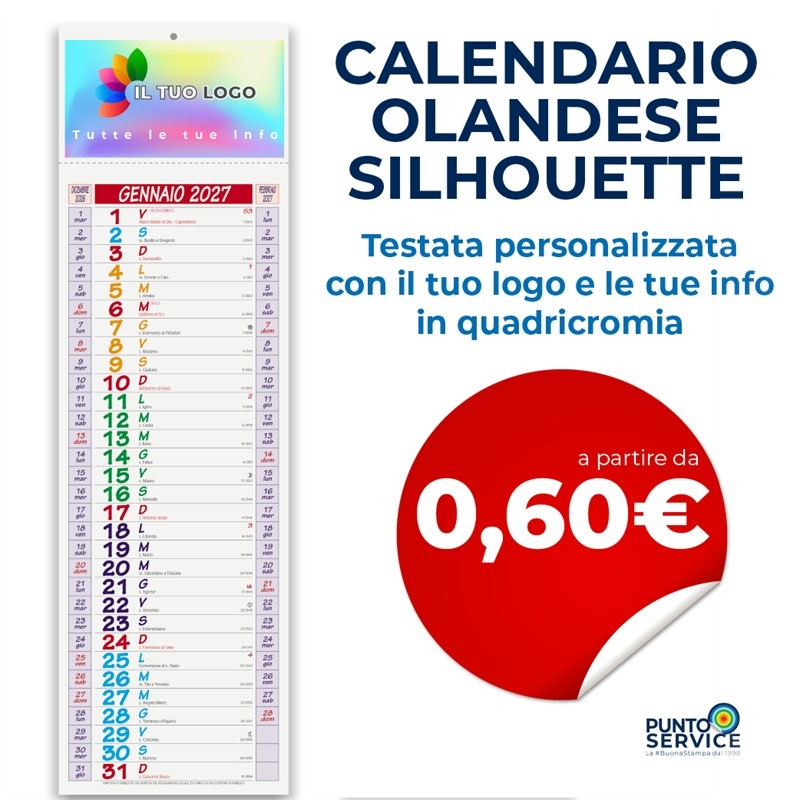 Calendario Olandese Silhouette personalizzato