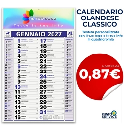 Calendario Olandese Classico personalizzato