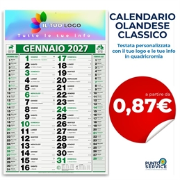 Calendario Olandese Classico personalizzato