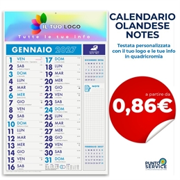 Calendario Olandese Notes personalizzato