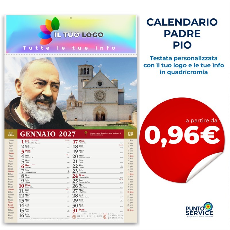 Calendario Padre Pio personalizzato