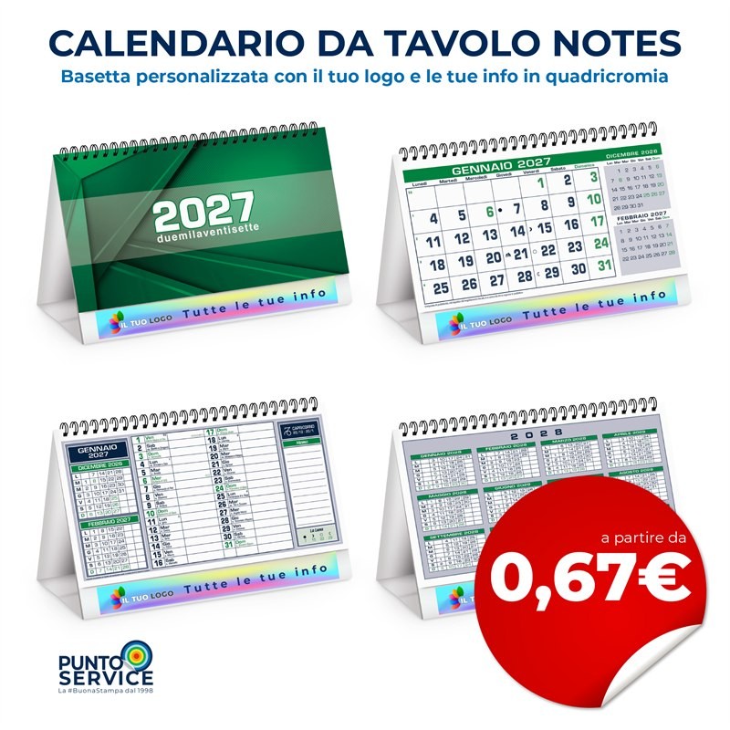 Calendario da Tavolo Notes personalizzato