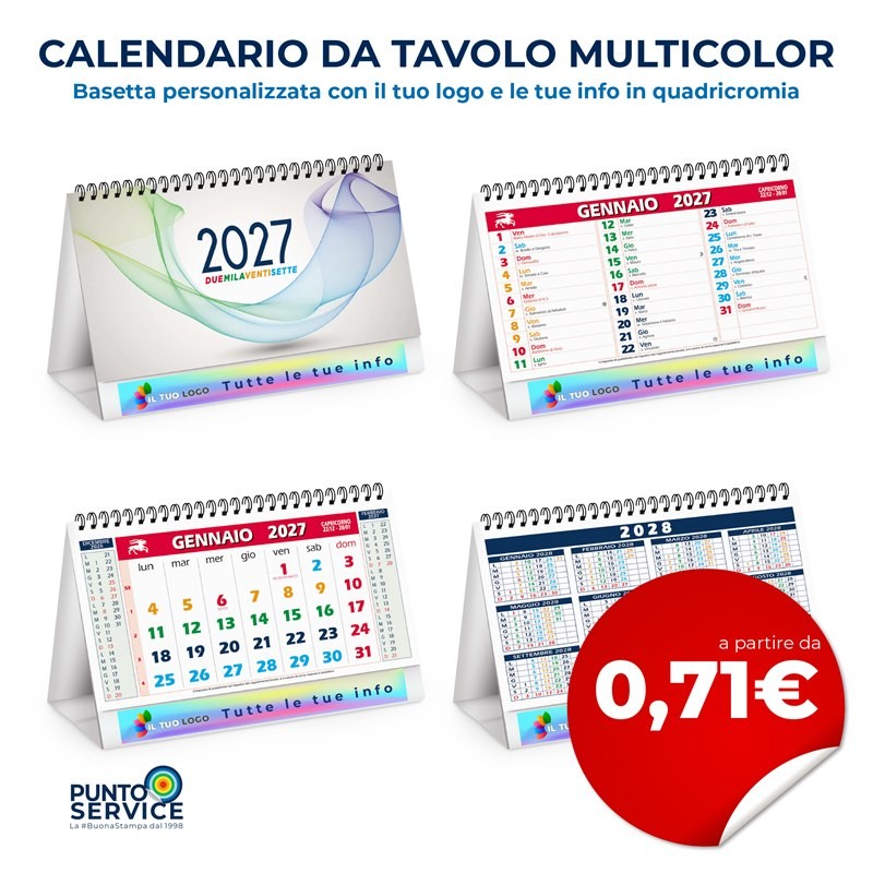 Calendario da Tavolo Multicolor personalizzato