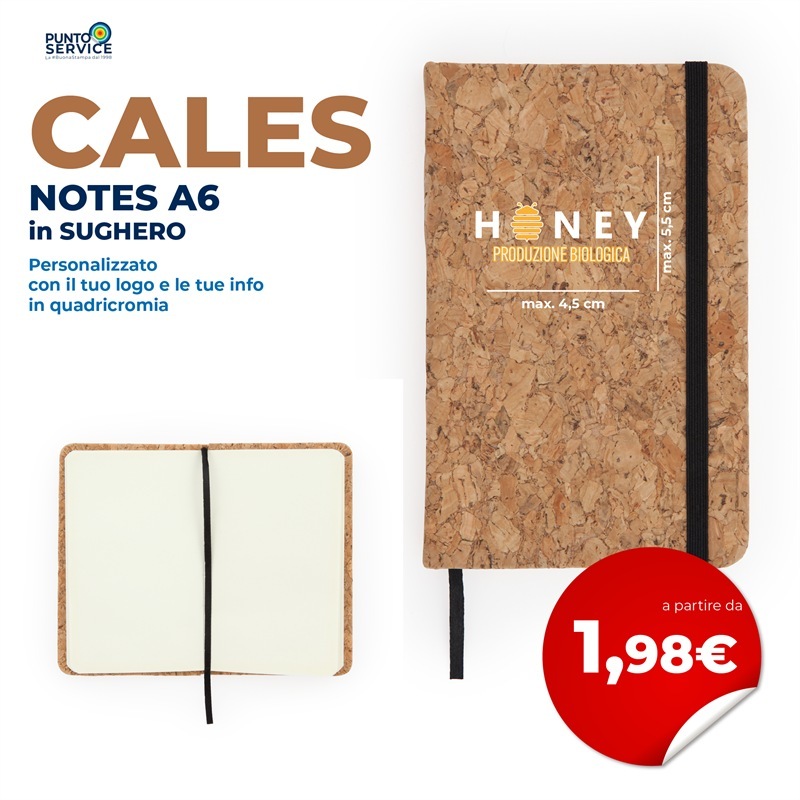 Cales - Notes in sughero A6 Personalizzati