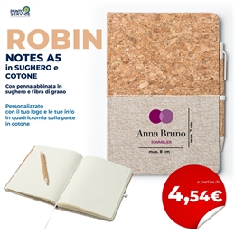 Robin - Notes in sughero e cotone personalizzati