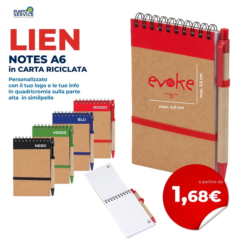 LIEN - Notes in carta riciclata A6 Personalizzati
