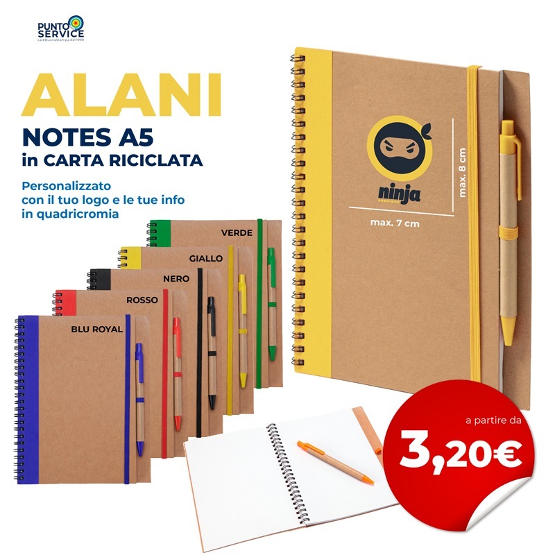 Alani - Notes in carta riciclata A5 Personalizzati