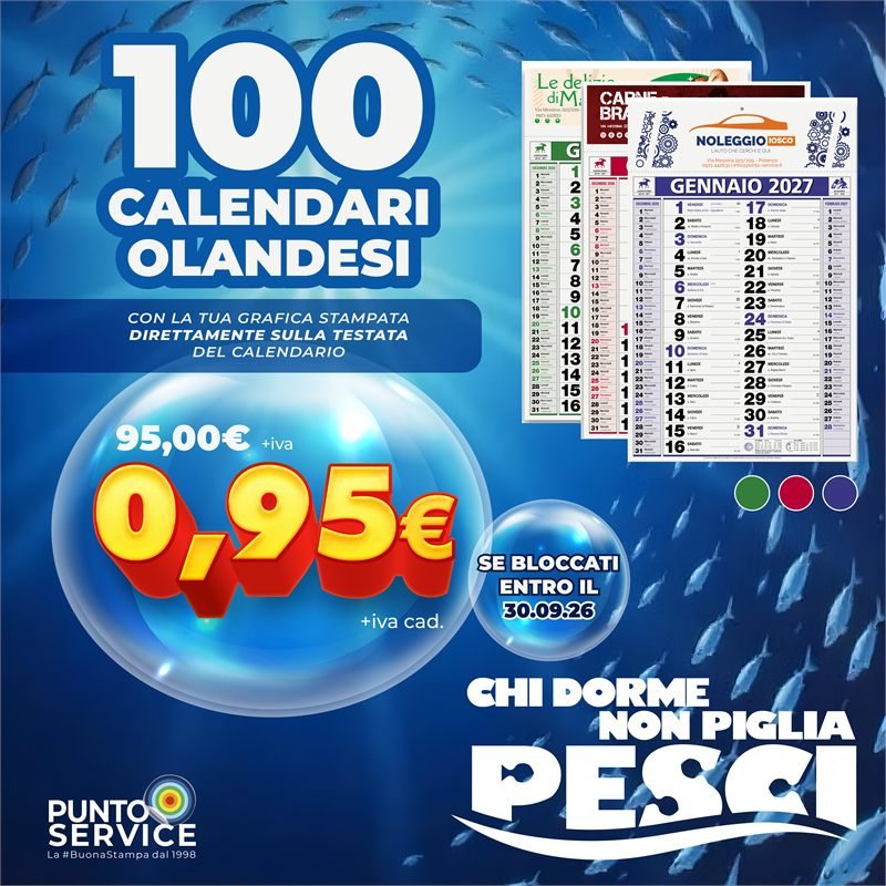 Calendario Olandese Classico 2027 Personalizzato - Promo 100 pezzi