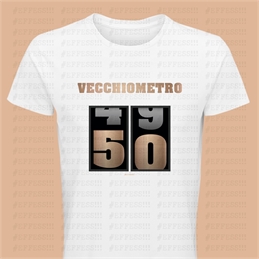 T-shirt bianca 50 anni vecchiometro 