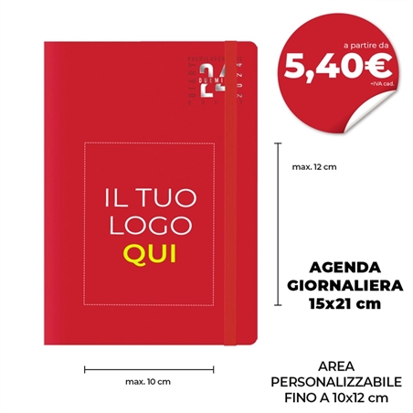 Agenda giornaliera 15x21 in pelle rigenerata, Logo Personalizzato