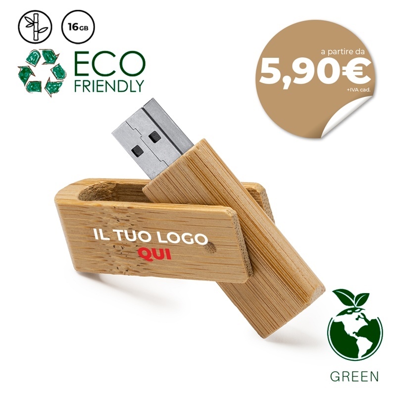 Chiavette usb in bambù personalizzate - Percy