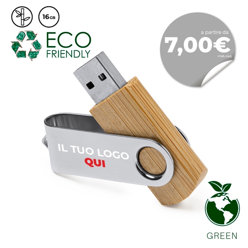 Chiavette USB in bambù e metallo personalizzate - Uldon