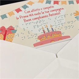 Biglietti di auguri con scritta in braille