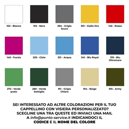 Cappellini con visiera personalizzati colorazioni