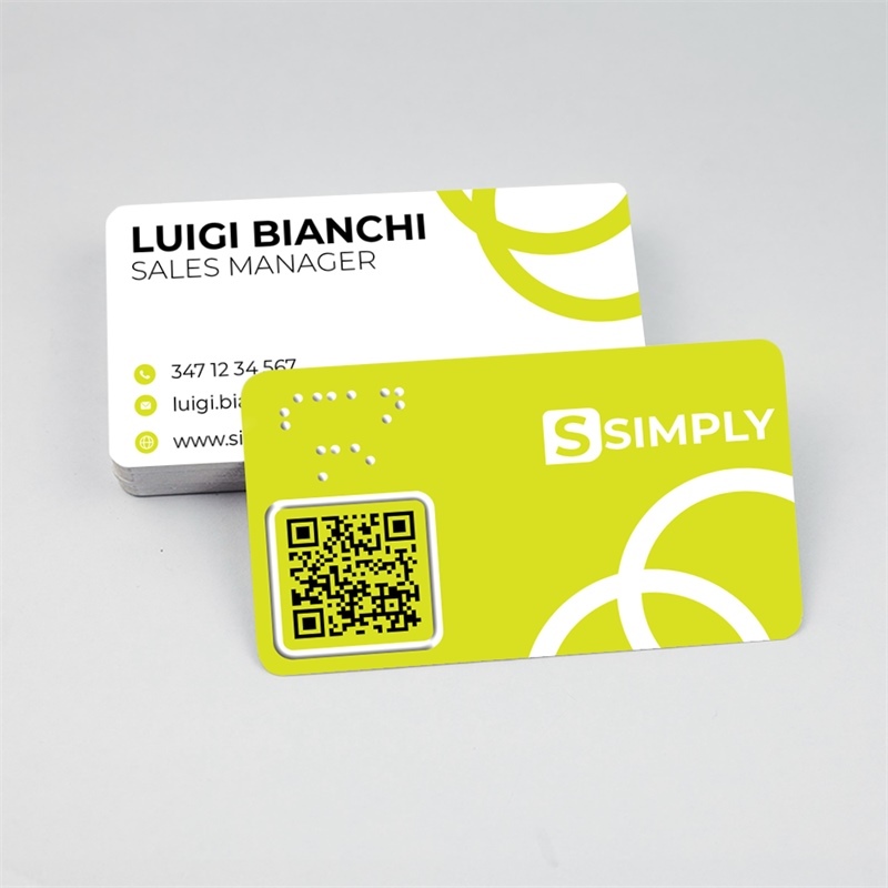 Biglietto da Visita vCard in PVC con testo in Braille e stampa in rilievo