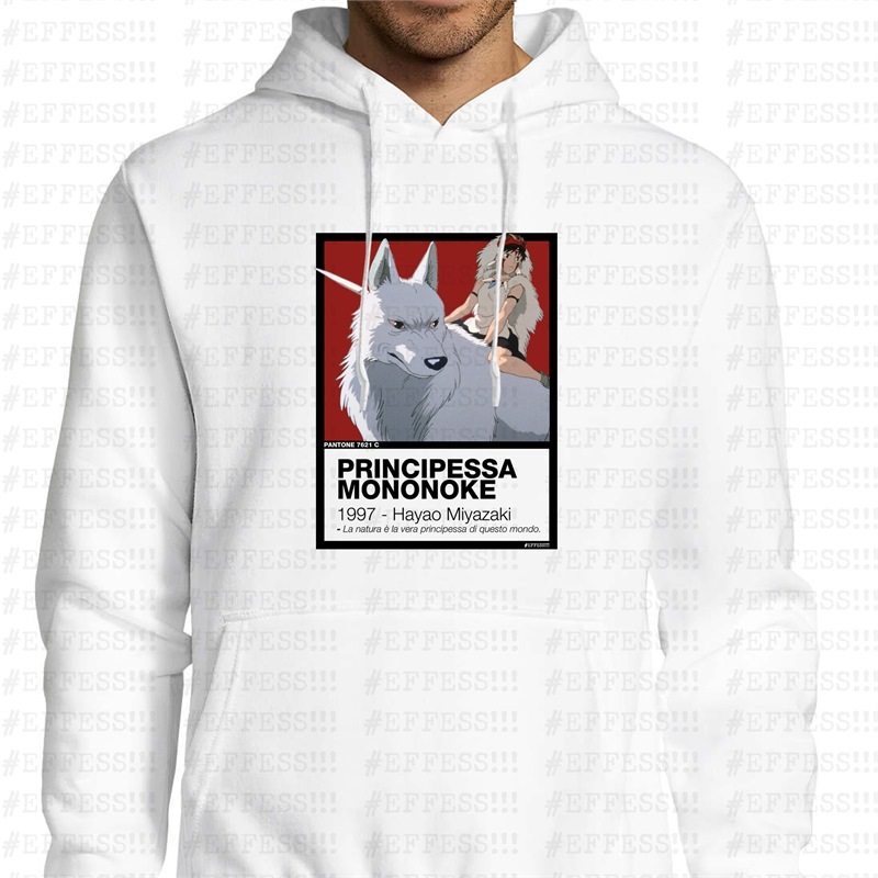 Felpa con Cappuccio - Pantoni Cinematografici - Principessa Mononoke - Pantone 7621C