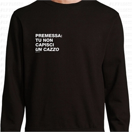 Felpa - Frasaccazzo - PREMESSA: TU NON CAPISCI UN CAZZO