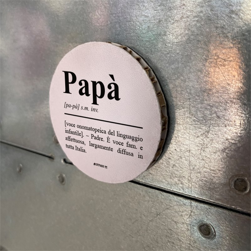 Calamita in cartone alveolare cerchio 6cm - Festa del Papà - DEFINIZIONE PAPÀ