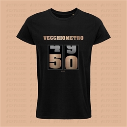 T-shirt nera 50 anni vecchiometro 